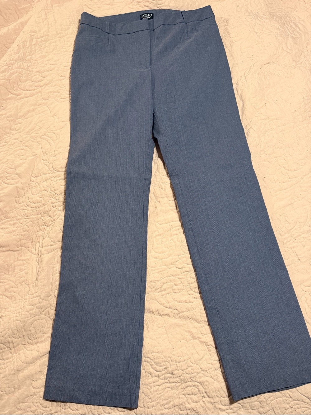 SOHO Apparel Blue Straight Leg Dress Pants Slacks Size 14 Stretch Workwear